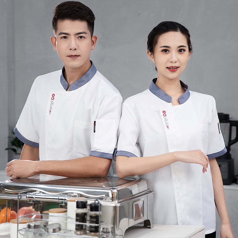 Summer Thin Chef Clothes Short-Sleeved Breathable El Catering Canteen Kitchen Work Clothes Men'S Summer Baking Women'S Clothes - Image 1