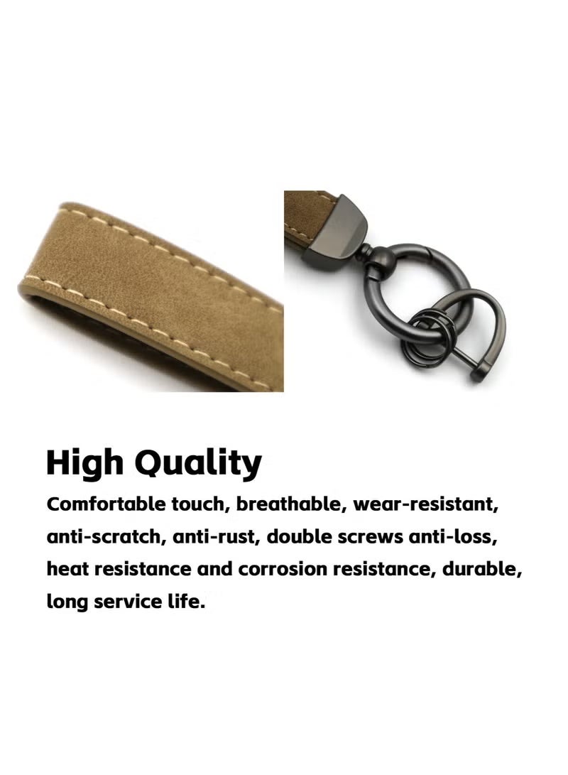 3 Pieces Universal PU Leather Keychain with Key Rings and Anti-Lost D-Ring, Durable Zinc Alloy Metal 360° Rotatable Compatibility Car Keys Holder Organizer, for Men Women with 3 Screwdrivers - Image 3