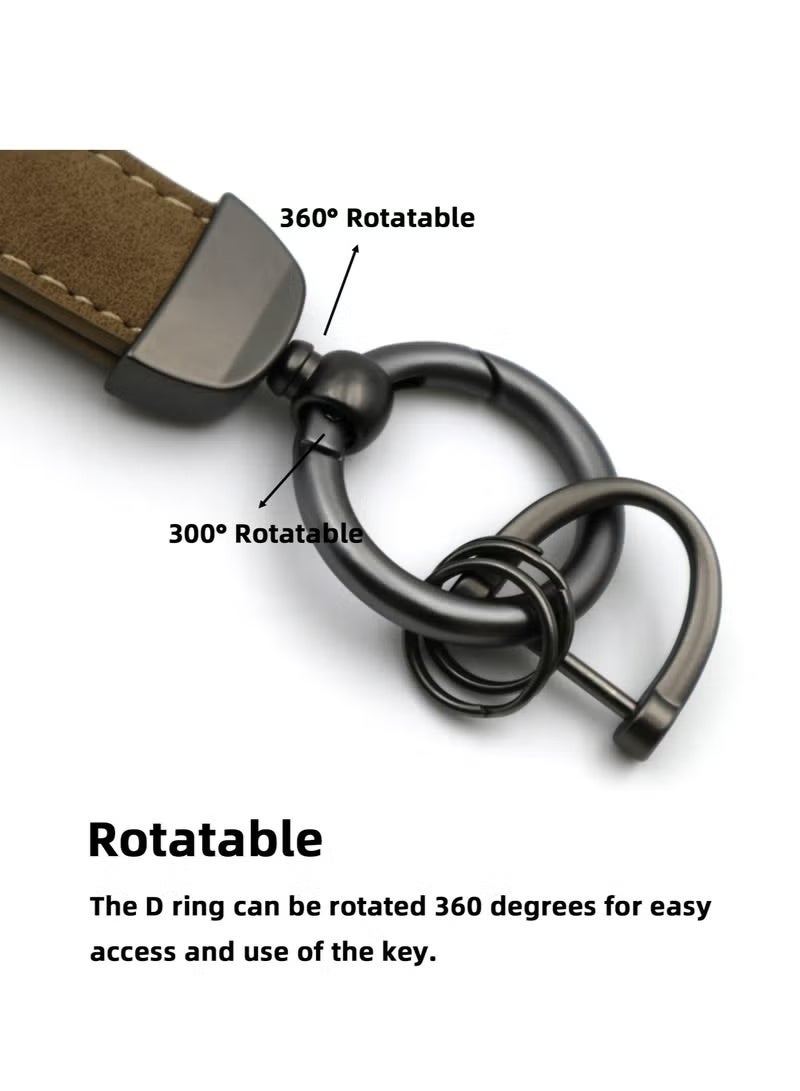 3 Pieces Universal PU Leather Keychain with Key Rings and Anti-Lost D-Ring, Durable Zinc Alloy Metal 360° Rotatable Compatibility Car Keys Holder Organizer, for Men Women with 3 Screwdrivers - Image 5