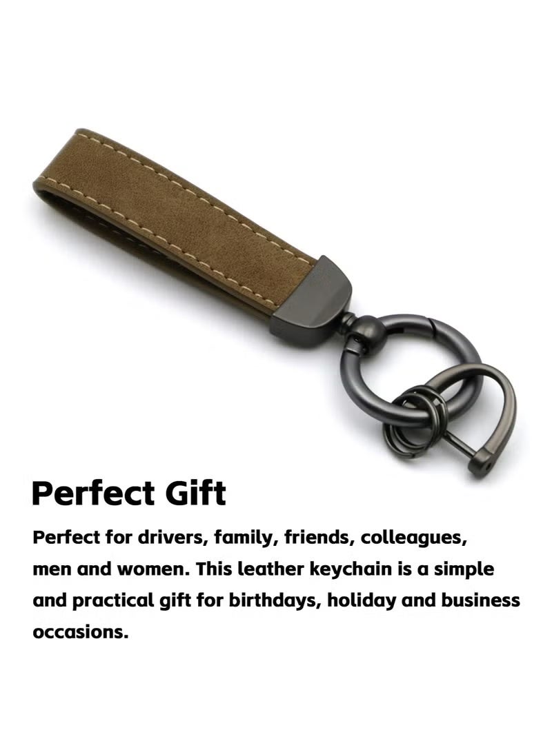 3 Pieces Universal PU Leather Keychain with Key Rings and Anti-Lost D-Ring, Durable Zinc Alloy Metal 360° Rotatable Compatibility Car Keys Holder Organizer, for Men Women with 3 Screwdrivers - Image 2