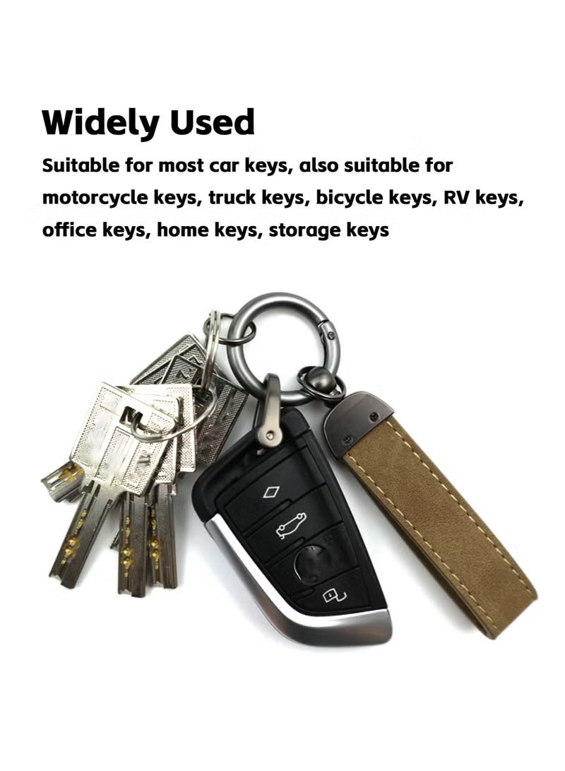 3 Pieces Universal PU Leather Keychain with Key Rings and Anti-Lost D-Ring, Durable Zinc Alloy Metal 360° Rotatable Compatibility Car Keys Holder Organizer, for Men Women with 3 Screwdrivers - Image 4