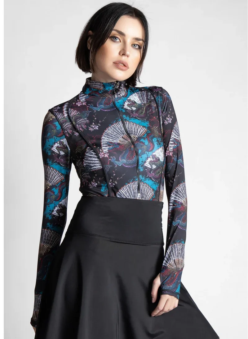 MINERVA SECRETS DRAGON FIRE- Exclusive Premium Burkini Set with Elegant Top, High-Waisted Leggings, Chic Beach Skirt