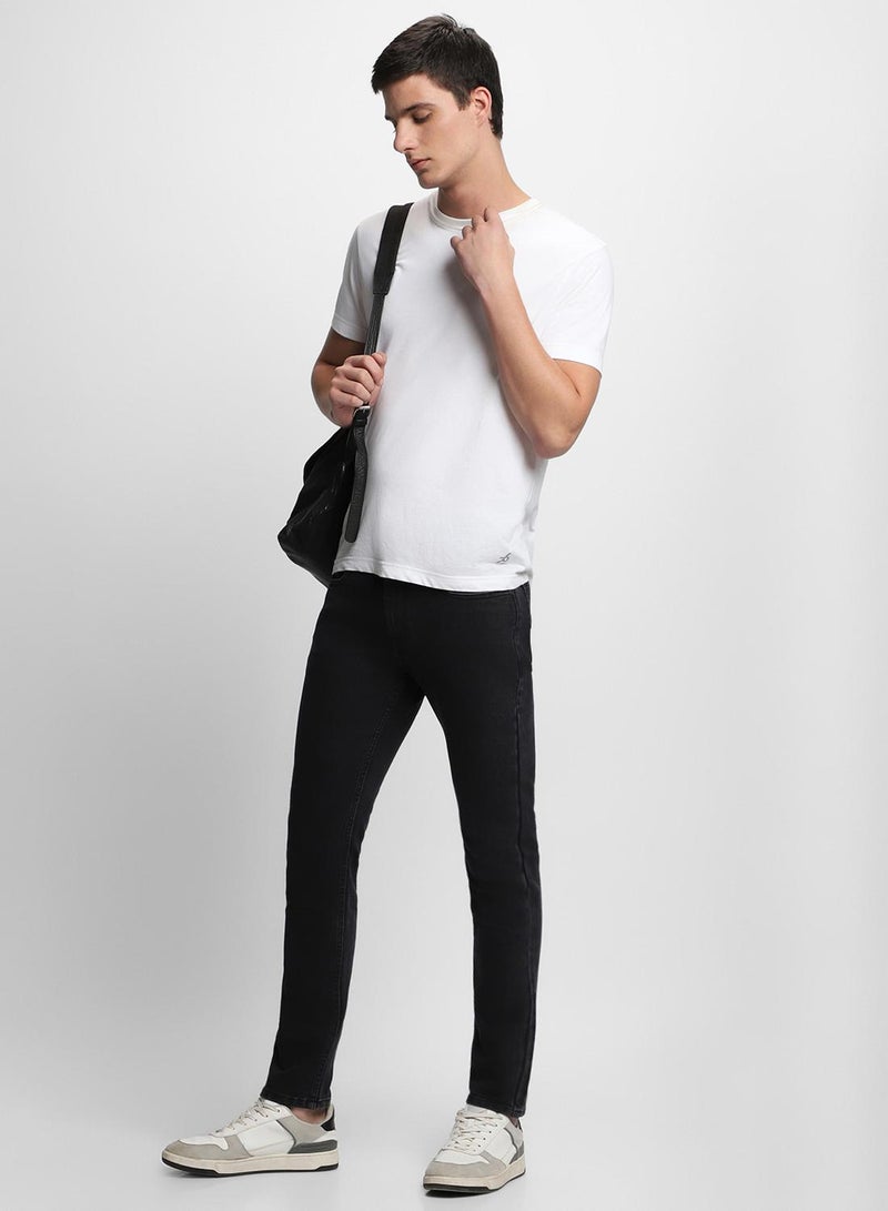 Dennis Lingo Slim Fit Black Men's Cotton Poly Stretch Jeans with Button & Zip Closure  - Image 1