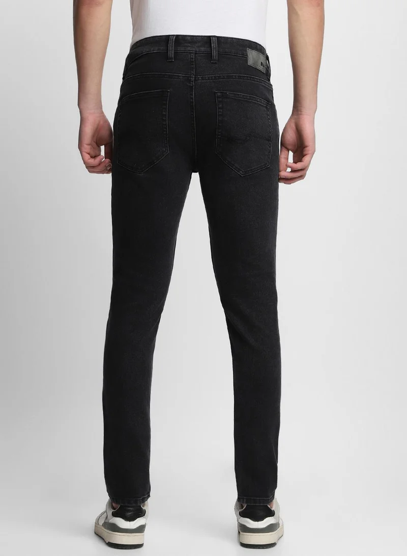 Dennis Lingo Slim Fit Black Men's Cotton Poly Stretch Jeans with Button & Zip Closure