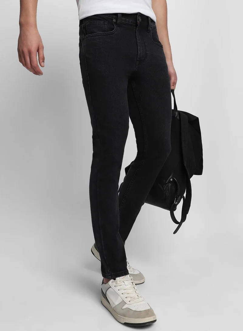 Dennis Lingo Slim Fit Black Men's Cotton Poly Stretch Jeans with Button & Zip Closure