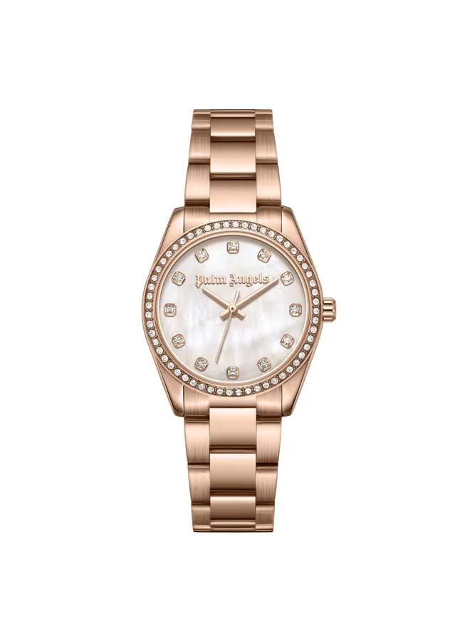 Palm Angels Lyra White Mother-of-pearl Dial Stainless Steel Bracelet Analog Watch for Women, 30mm