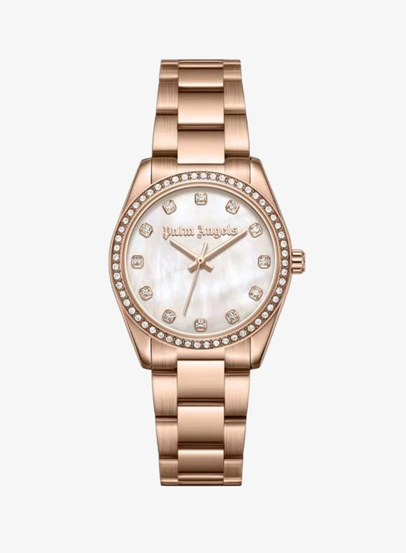 Palm Angels Lyra White Mother-of-pearl Dial Stainless Steel Bracelet Analog Watch for Women, 30mm