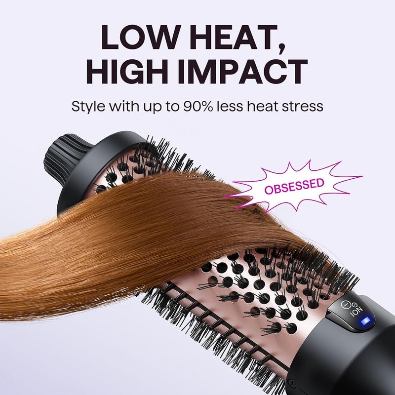 Wavytalk Thermal Brush, Blowout Boost 1.5 inch Heated Round Brush for Blowout Look, Dual Voltage, Tourmaline Ceramic, Negative Ion Tech, 5 Heat Settings for All Hair Types, Less Heat Damage, Rose Gold - Image 5