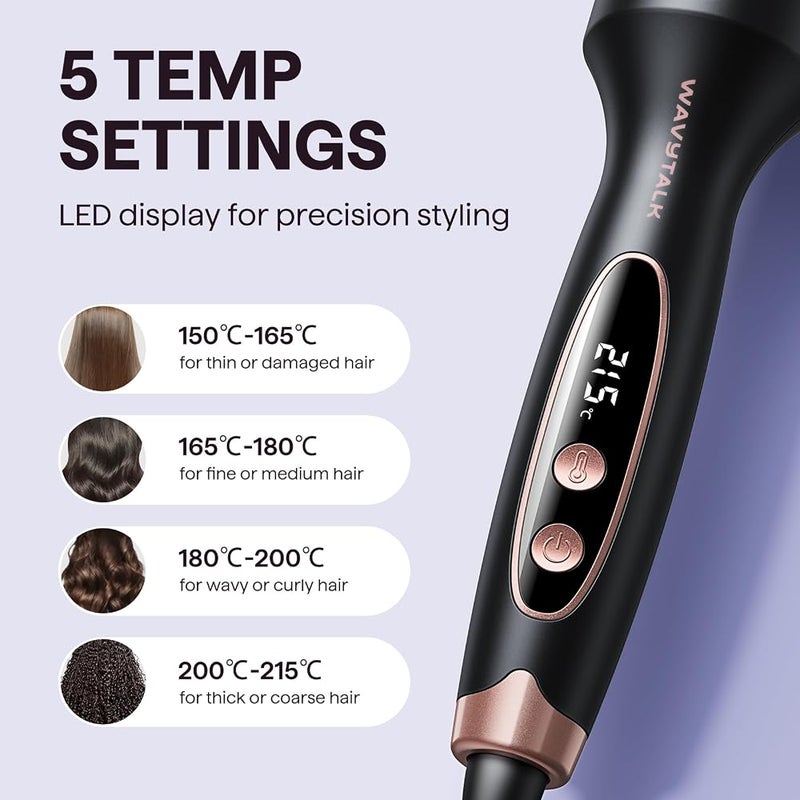 Wavytalk Thermal Brush, Blowout Boost 1.5 inch Heated Round Brush for Blowout Look, Dual Voltage, Tourmaline Ceramic, Negative Ion Tech, 5 Heat Settings for All Hair Types, Less Heat Damage, Rose Gold - Image 4