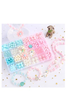 Grab Mantra Pearl Beads For Bracelet, Necklace, Jewelry, Earrings Making Kit with Unicorn Rainbow Flower Sparkling Charms, 24 Different Types Colorful Children DIY Set 500pcs  - Image 1