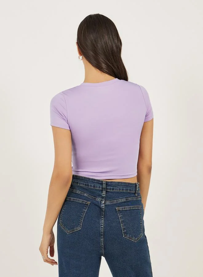 Styli Sceneric Graphic Print Cropped Fitted T-Shirt