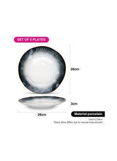 Fissman Set of 2 Dinner Plates 26cm Galactica, Porcelain Plate For Serving, Main Courses And Meals, Microwave, Oven, and Dishwasher Safe, Scratch Resistant, Kitchen Tableware  - Image 4