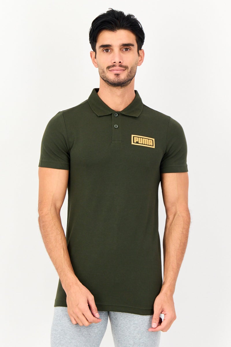 PUMA Men Slim Fit Short Sleeve Outdoor Polo Shirt, Olive - Image 1