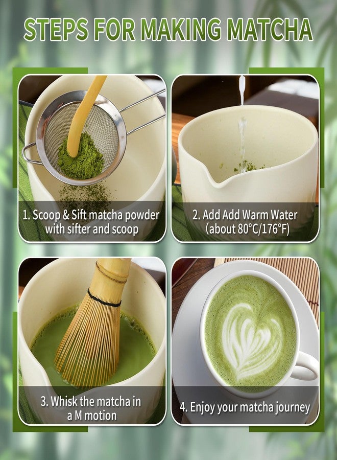 CalmBloom Matcha Whisk Set, 7Pcs Matcha Kit, Ceramic Matcha Bowl Set with Bamboo Whisk, Tools and Tea Towel, Complete Matcha Making Kit, Traditional Japanese Tea Tools - Image 5