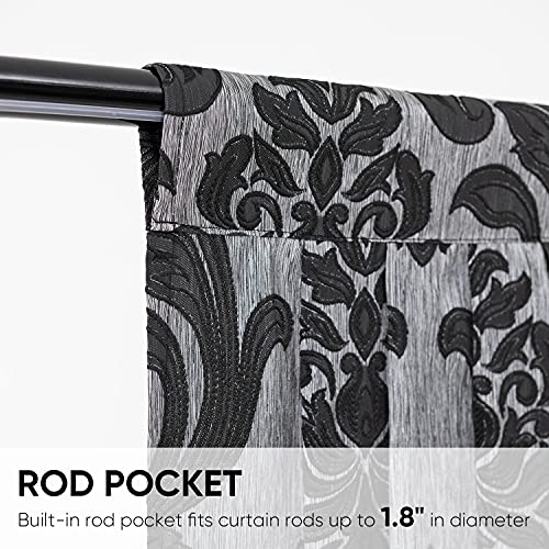 NAPEARL Jabot Curtains Valances and Swags-European Style Kitchen Window Valance, Luxury Jacquard Waterfall Valance Curtains for Living Room (1 Black Valance, 81-Inch Wide) - Image 5