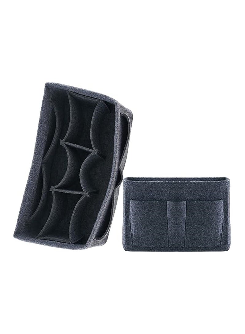 Y&D Purse Organizer Insert Women Felt Bag Multi-Pocket in for Womens Handbag Travel Tote Hobo Storage Liner Divider Any Brand Grey Size S  - Image 1