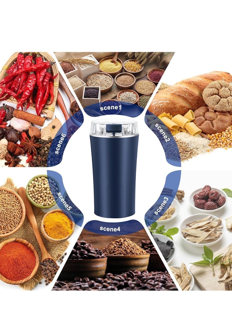 JAJEEK مطحنة قهوة كهربائية 300 واط، مطحنة حبوب الإسبريسو والتوابل بشفرات من الفولاذ المقاوم للصدأ، مطحنة متعددة الوظائف لحبوب القهوة والتوابل والأعشاب والمكسرات - قوية ومتينة، طحن سريع، مدمجة وسهلة الاستخدام، مثالية للاستخدام في المنزل أو المكتب - Image 2