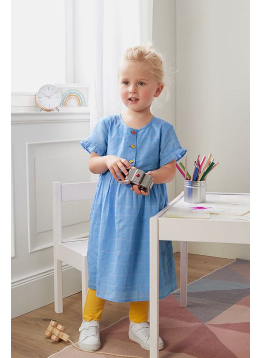 Tchibo Toddlers Girl Woven Midi Dress, Blue  - Image 1