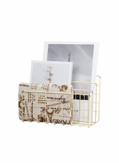 Y&D Desktop Mail Organizer File Metal Wire Sorter Letter Magazine Rack for Letters, Mails, Books, Postcards, Brochures, Holder (3 Slot, Gold)  - Image 1