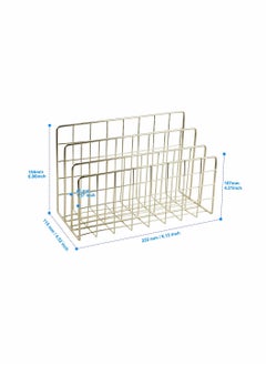 Y&D Desktop Mail Organizer File Metal Wire Sorter Letter Magazine Rack for Letters, Mails, Books, Postcards, Brochures, Holder (3 Slot, Gold)  - Image 2
