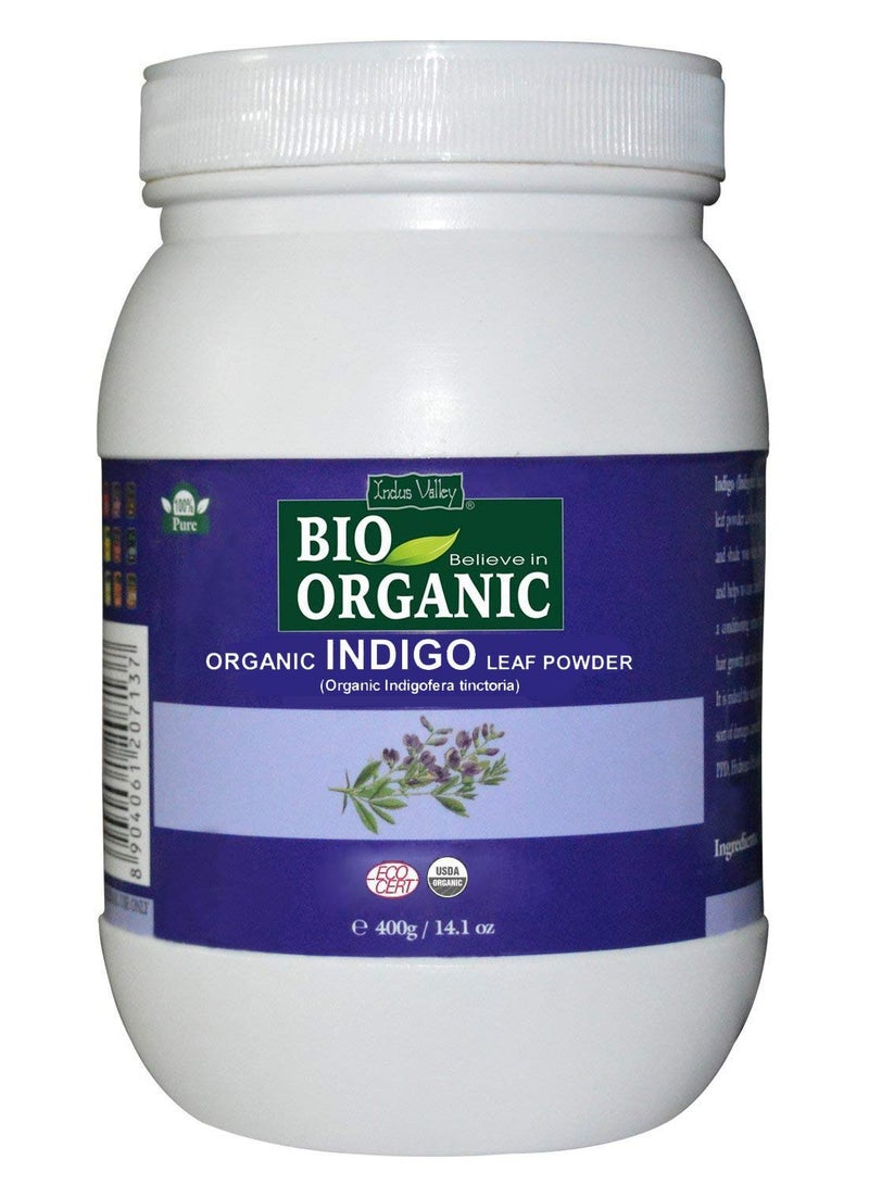 Indus Valley Bio Organic Herbal Indigo Powder | Triple-Sifted Microfine for Natural Hair Coloring | Covers Early Greys & Protects Hair from Damage | 400g - Image 1