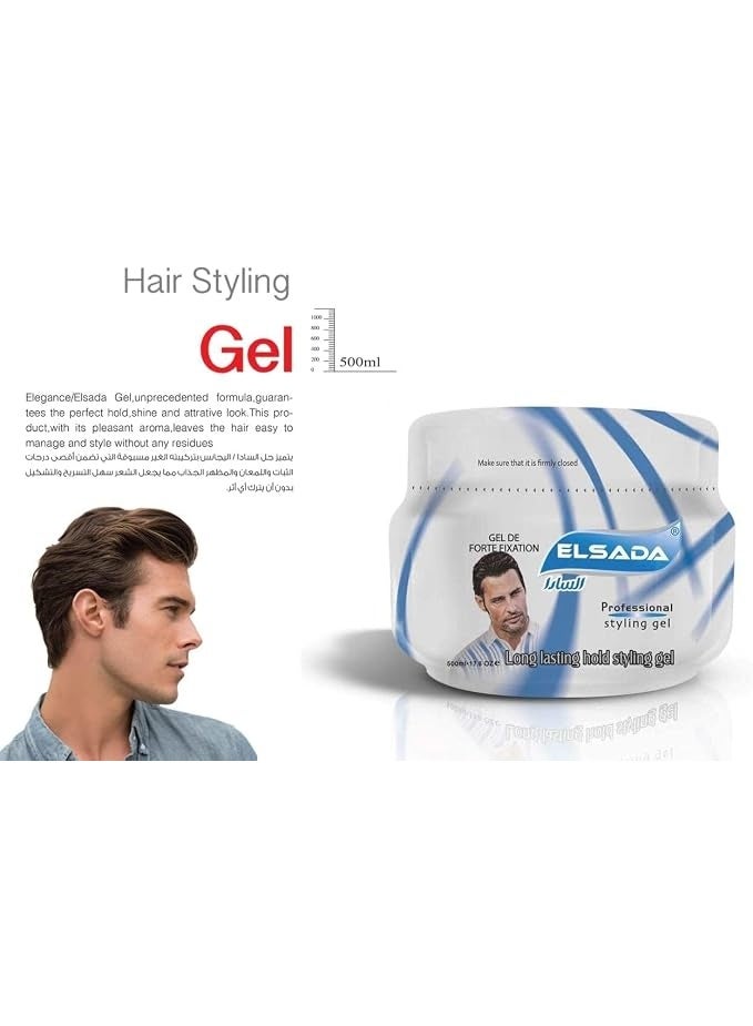 ELSADA Professional Styling Gel - Strong Hold - 1000 ml (Pack of 2) - Image 3