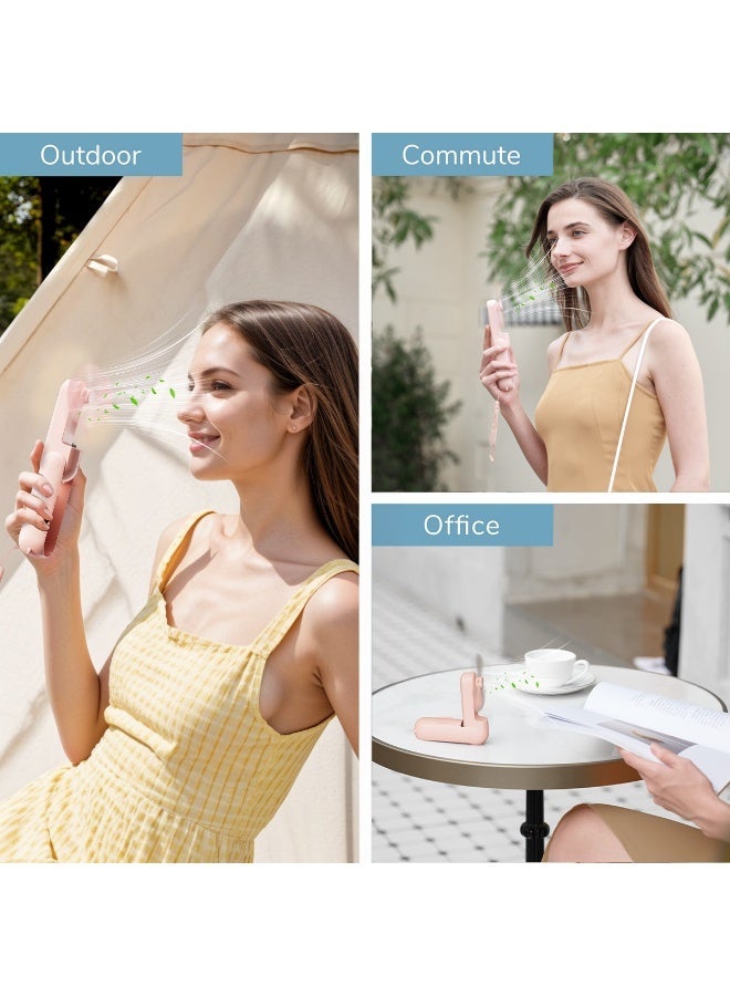 Gaiatop Portable Handheld Fan, 3 IN 1 Mini Foldable Travel Fans ,17H Max Cooling Time , Power Bank, Pocket Design USB Rechargeable for Travel Concert Lash Makeup, Summer Gifts for Women Girl, Pink - Image 2