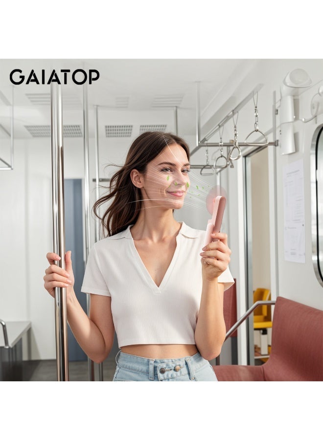 Gaiatop Portable Handheld Fan, 3 IN 1 Mini Foldable Travel Fans ,17H Max Cooling Time , Power Bank, Pocket Design USB Rechargeable for Travel Concert Lash Makeup, Summer Gifts for Women Girl, Pink - Image 3