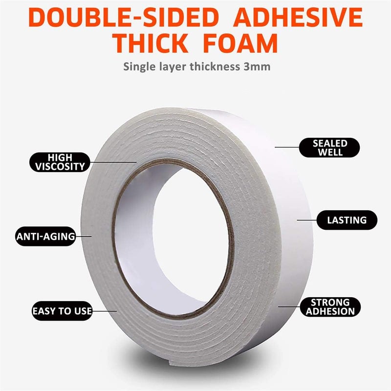 ToLanbbt Double Sided Foam Tape 1.18In x 33FT 2 Pack, Mounting Tape Heavy Duty, Strong Adhesive Weatherproof Seal Strips for DIY Craft Picture Poster, Car & Gap Filling Mountings, Home Office Decor (White) - Image 2