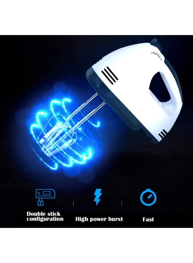 خفاق كهربائي لخلط البيض بـ7 تروس، خلاط يدوي وأوتوماتيكي بلاستيكي مع مخفقة دوارة لصنع - Image 2