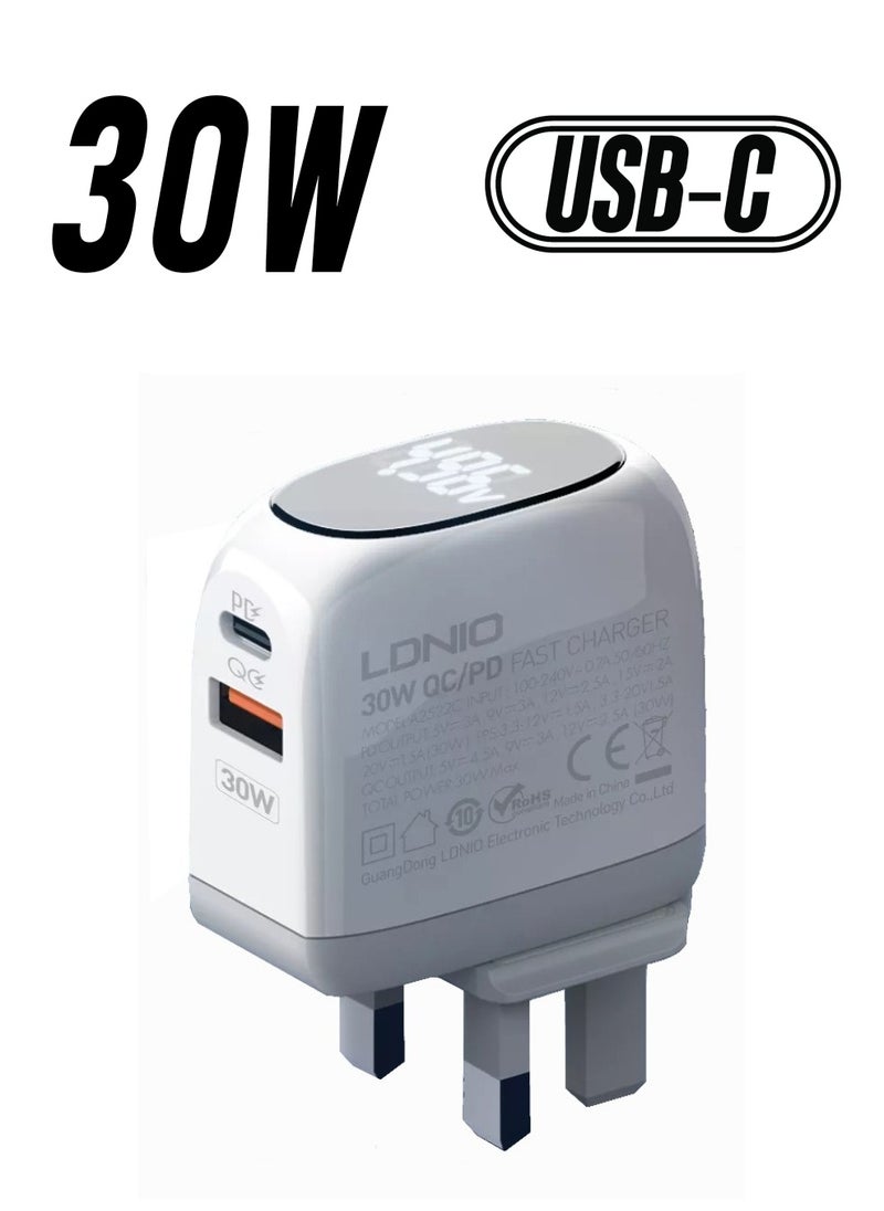 LDNIO - USB C Plug 30W Compact Dual-Port USB C Charger for MacBook Pro/Air, iPad Pro, Galaxy S22+/S21, Dell XPS 13, Note 20/10+, iPhone 13/Pro, Pixel, and More - Image 1