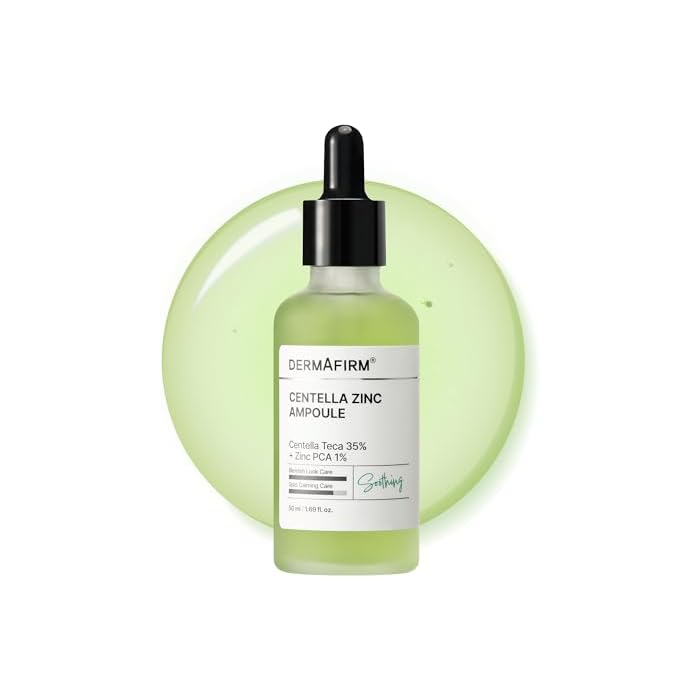 Dermafirm Centella Zinc Ampoule 1.69 fl.oz, Korean Serum with 35% Centella Asiatica + Zinc PCA for Blemish-Prone & Sensitive Skin, Soothing & Post-Blemish Mark Care