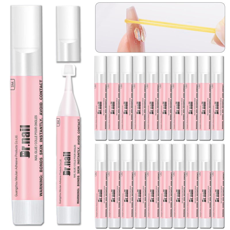 Dr.nail 20 Pcs Nail Glue Set for Acrylic Press On Nails Tip Super Strong Glue for Fake Nails Professional Adhesive Super Bond Fast Drying Glues Long Lasting 0.07oz No Need for UV Lamp - Image 1