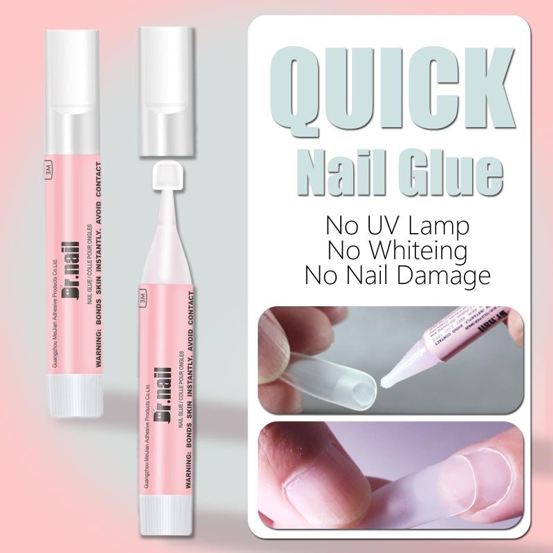 Dr.nail 20 Pcs Nail Glue Set for Acrylic Press On Nails Tip Super Strong Glue for Fake Nails Professional Adhesive Super Bond Fast Drying Glues Long Lasting 0.07oz No Need for UV Lamp - Image 3