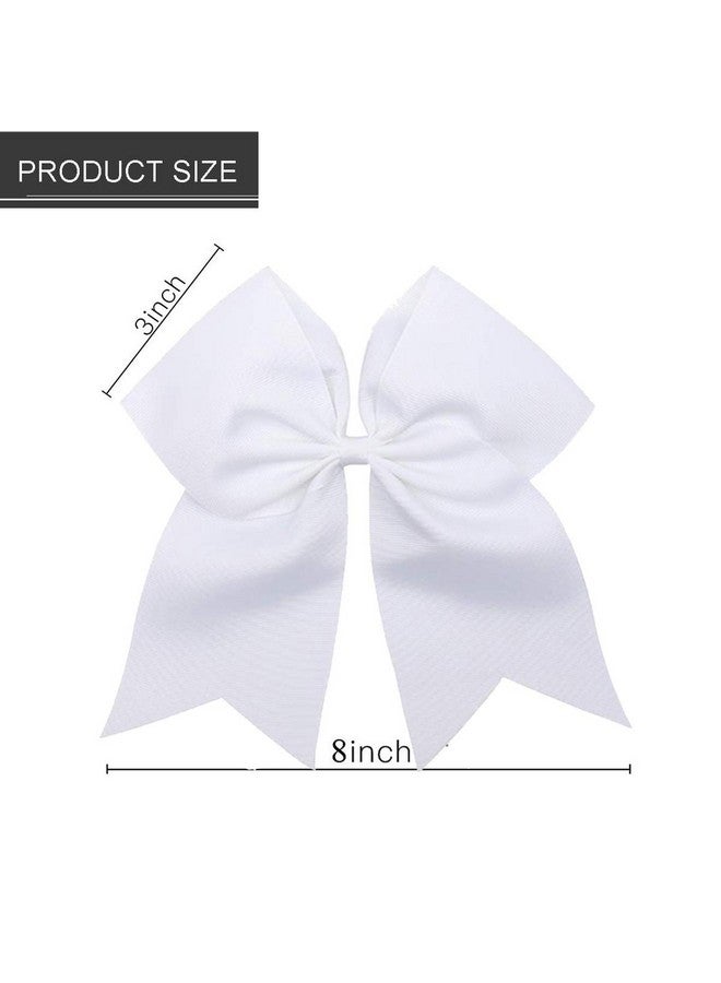 Hipcheer هيبهير 12 قطعة 8" bows بيضاء كبيرة مع مشابك تمساح لفتيات المراهقات في رياضة التشجيع والكرة اللينة - Image 4