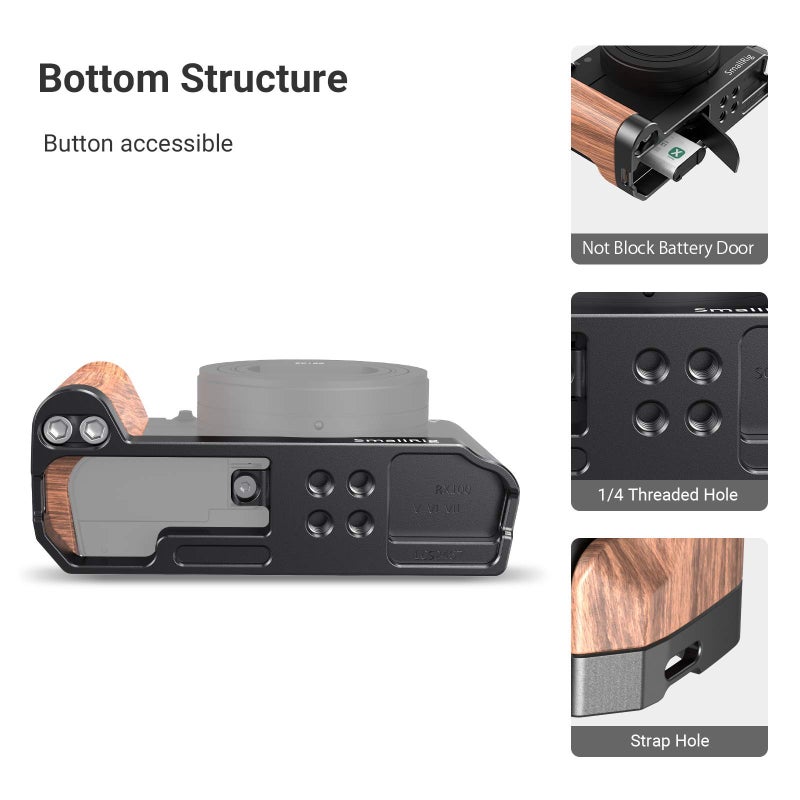 SmallRig L-Shape Bracket Wooden Grip for RX100 III/IV/V (VA) / VI/VII Camera - LCS2467 - Image 5