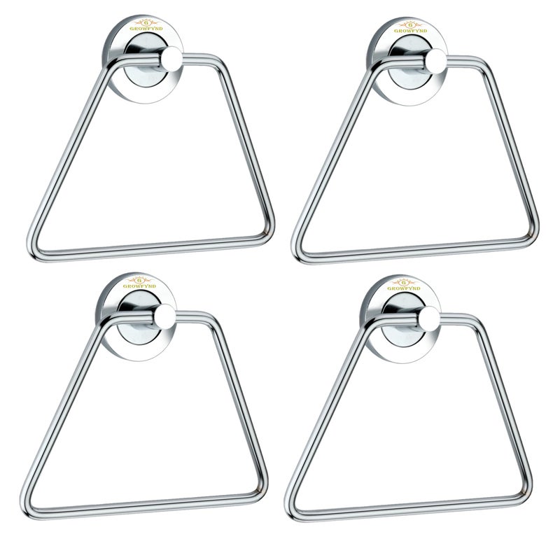 Growfynd Stainless Steel 304 Grade Chrome Finished Round Napkin Ring/Towel Ring/Napkin Holder/Towel Hanger/Towel Holder for Bathroom/Kitchen/Wash Basin Triangle Shape (Pack of 4) - Image 1