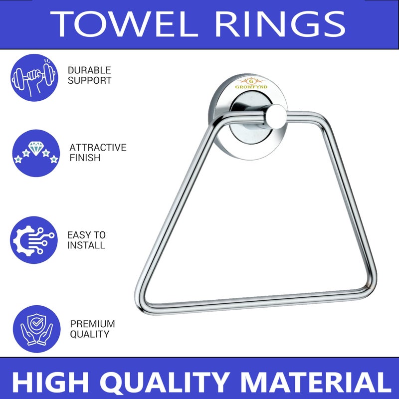 Growfynd Stainless Steel 304 Grade Chrome Finished Round Napkin Ring/Towel Ring/Napkin Holder/Towel Hanger/Towel Holder for Bathroom/Kitchen/Wash Basin Triangle Shape (Pack of 4) - Image 2