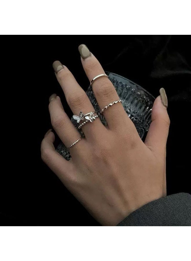 سيمهو مجموعة خواتم الفراشة المكونة من 4 قطع قابلة للتكديس - Image 1