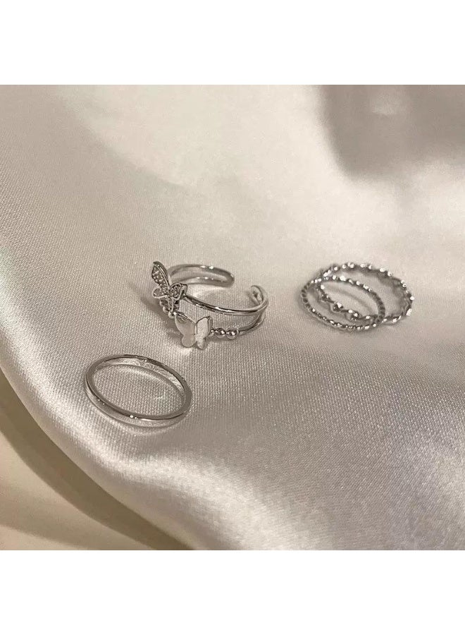 سيمهو مجموعة خواتم الفراشة المكونة من 4 قطع قابلة للتكديس - Image 3