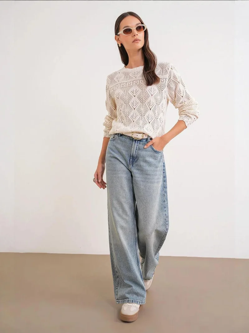 ميكسراي سترة محبوكة بنقوش ميكسراي بياقة دائرية