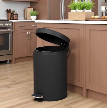 OPR Stainless Steel 6 Ltr Black Pedal Bin| Rust Proof Trash Can With Bucket And Handle| Round Shape Small Dustbin Ideal For Home, Bathroom, Room, Kitchen And Offices. (7 * 11 Inch- 6 Ltr) - Image 5