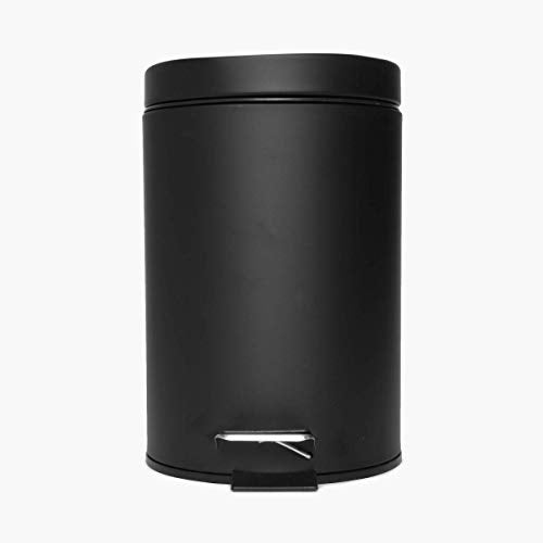 OPR Stainless Steel 6 Ltr Black Pedal Bin| Rust Proof Trash Can With Bucket And Handle| Round Shape Small Dustbin Ideal For Home, Bathroom, Room, Kitchen And Offices. (7 * 11 Inch- 6 Ltr) - Image 4