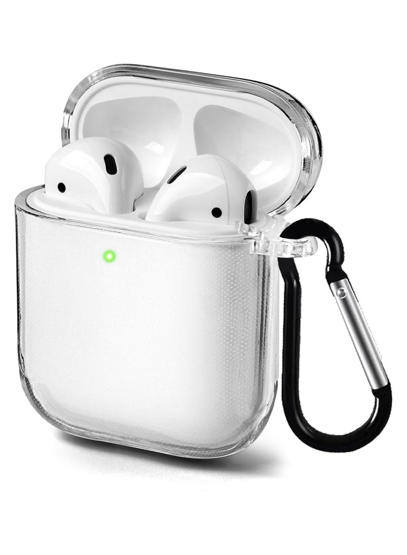 CATANES Shockproof Case For Apple AirPods 1/2 Crystal Clear Shockproof Case Transparent Ultra Slim Cover with Keychain Carabiner - Image 1