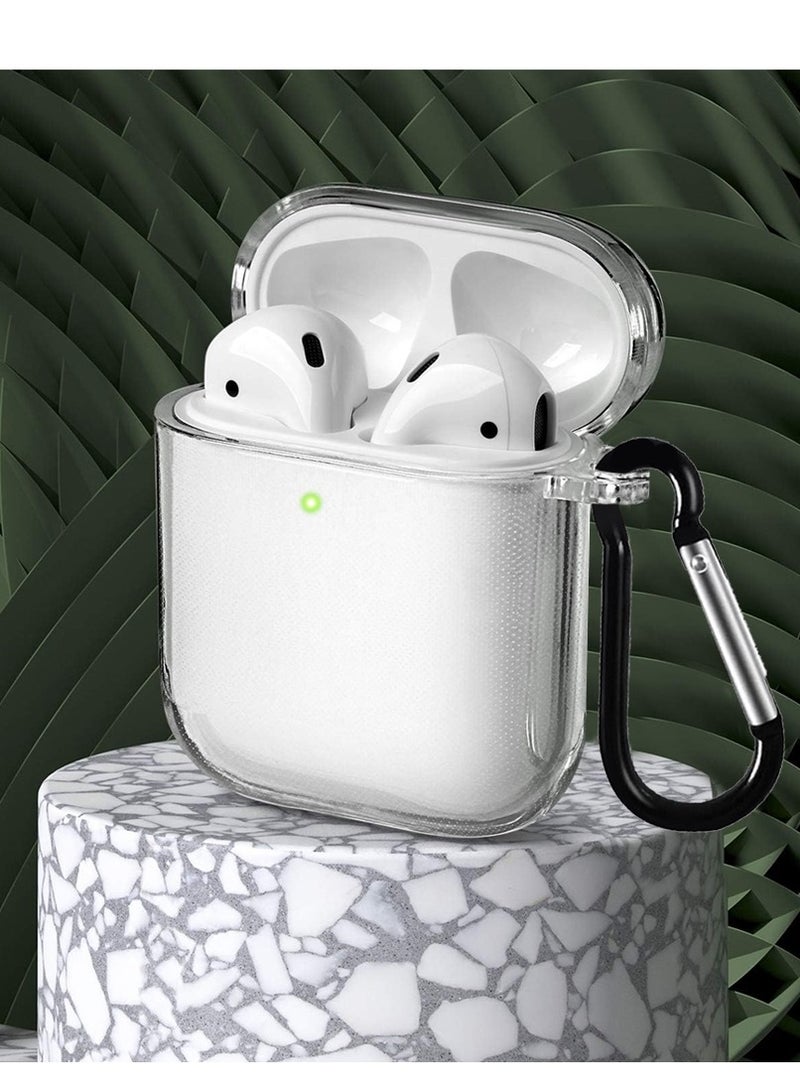 CATANES Shockproof Case For Apple AirPods 1/2 Crystal Clear Shockproof Case Transparent Ultra Slim Cover with Keychain Carabiner - Image 5
