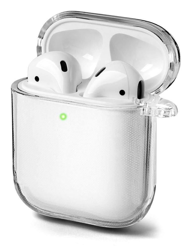 CATANES Shockproof Case For Apple AirPods 1/2 Crystal Clear Shockproof Case Transparent Ultra Slim Cover with Keychain Carabiner - Image 2