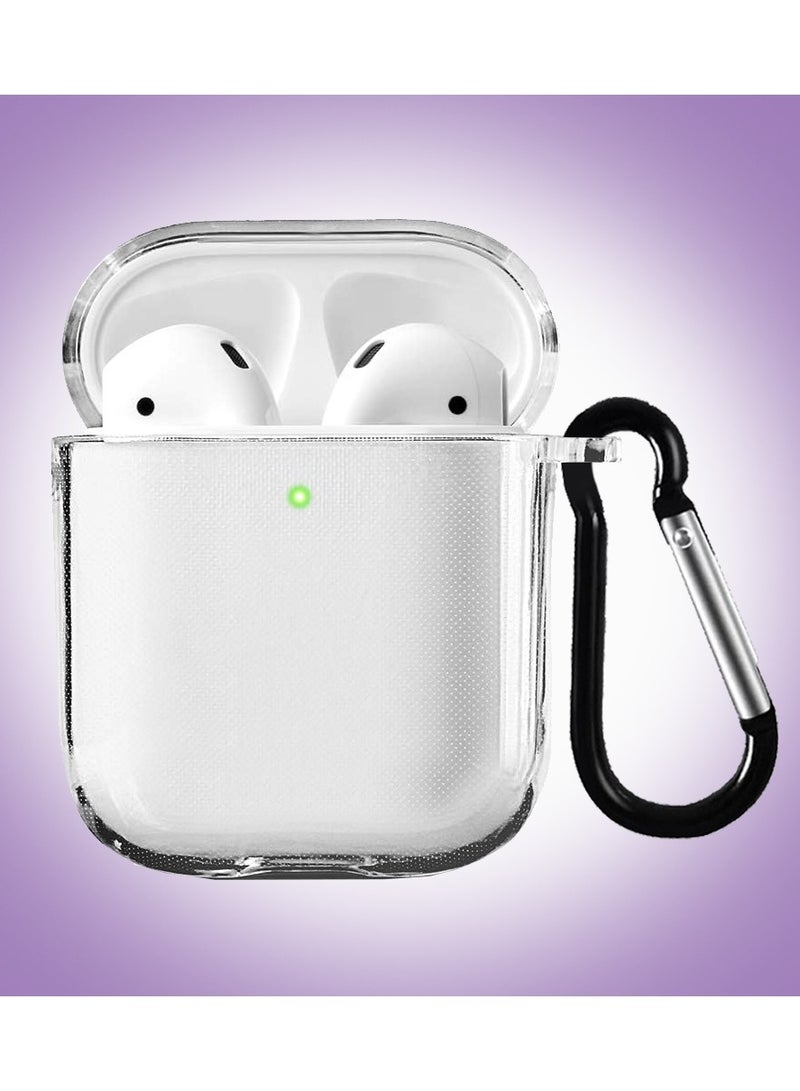 CATANES Shockproof Case For Apple AirPods 1/2 Crystal Clear Shockproof Case Transparent Ultra Slim Cover with Keychain Carabiner - Image 4
