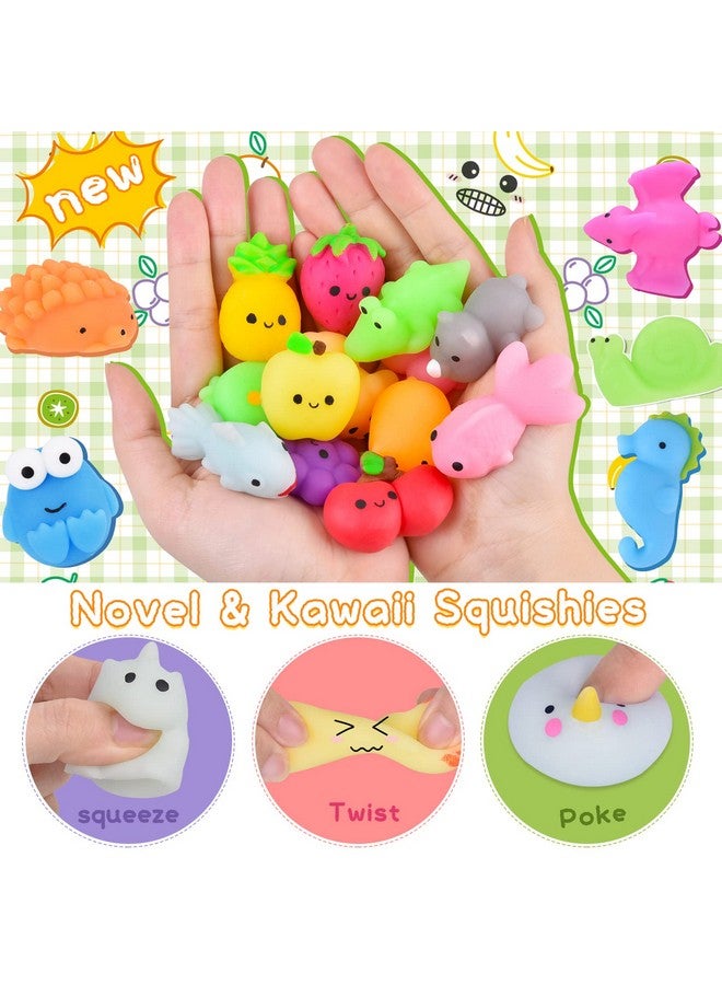 LeeHUR 100Pcs Kawaii Squishies, Mochi Squishy Toys For Kids Party Favors, Mini Stress Relief Squishy Fidget Toys For Classroom Prizes For Kids Party Favors Goodie Bags Stuffers With Storage Bag - Image 3