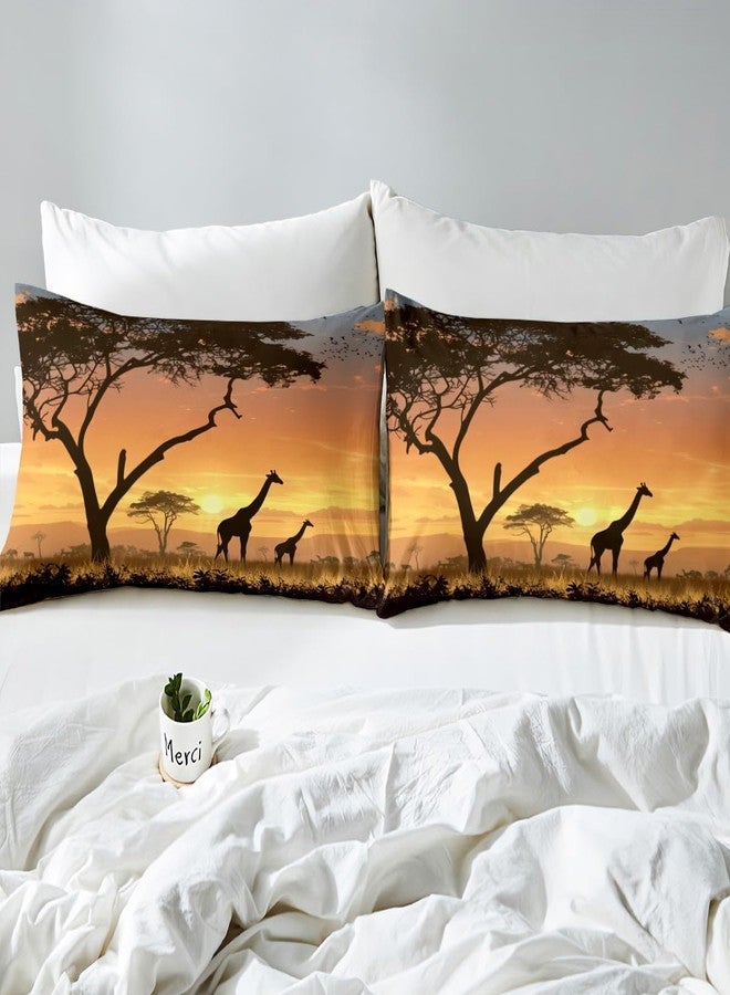 Feelyou Kids Queen Giraffe Bedding Set Queen Size, Cartoon Animal Comforter Cover for Boys Girls Africa Safari Duvet Cover Wildlife Bedspread Cover Bedclothes Zipper (No Comforter) - Image 5