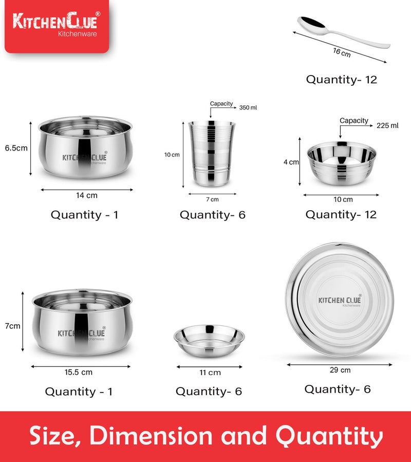 KITCHEN CLUE طقم عشاء من الفولاذ المقاوم للصدأ عالي الجودة من كيتشن كلue (طقم من 44 قطعة) - Image 4